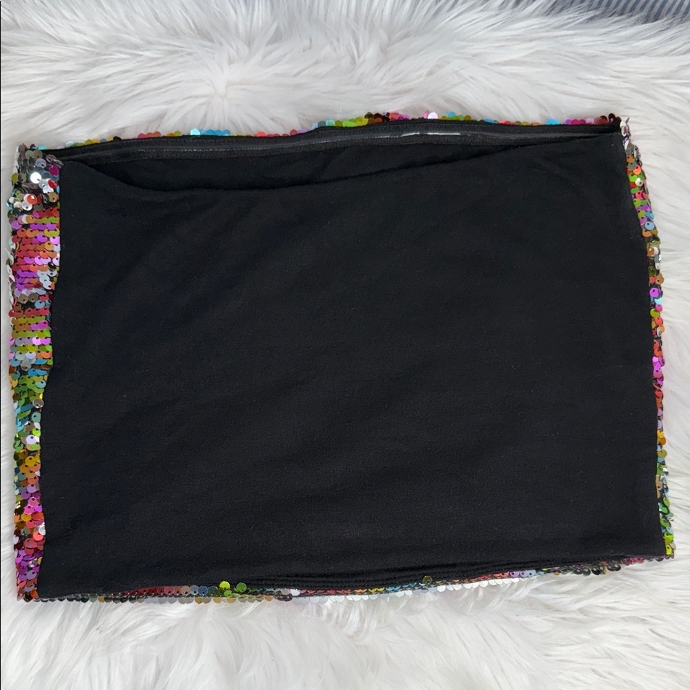 Wild Fable Multicolor Sequin Top Size L Festival Clubwear Sparkly Strapless Y2K - Picture 5 of 8